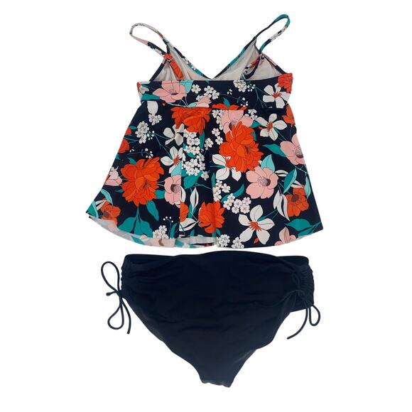24th &‎ Ocean: Floral Print V-Neck Blouson Tankini Top Size 18 - Picture 4 of 6